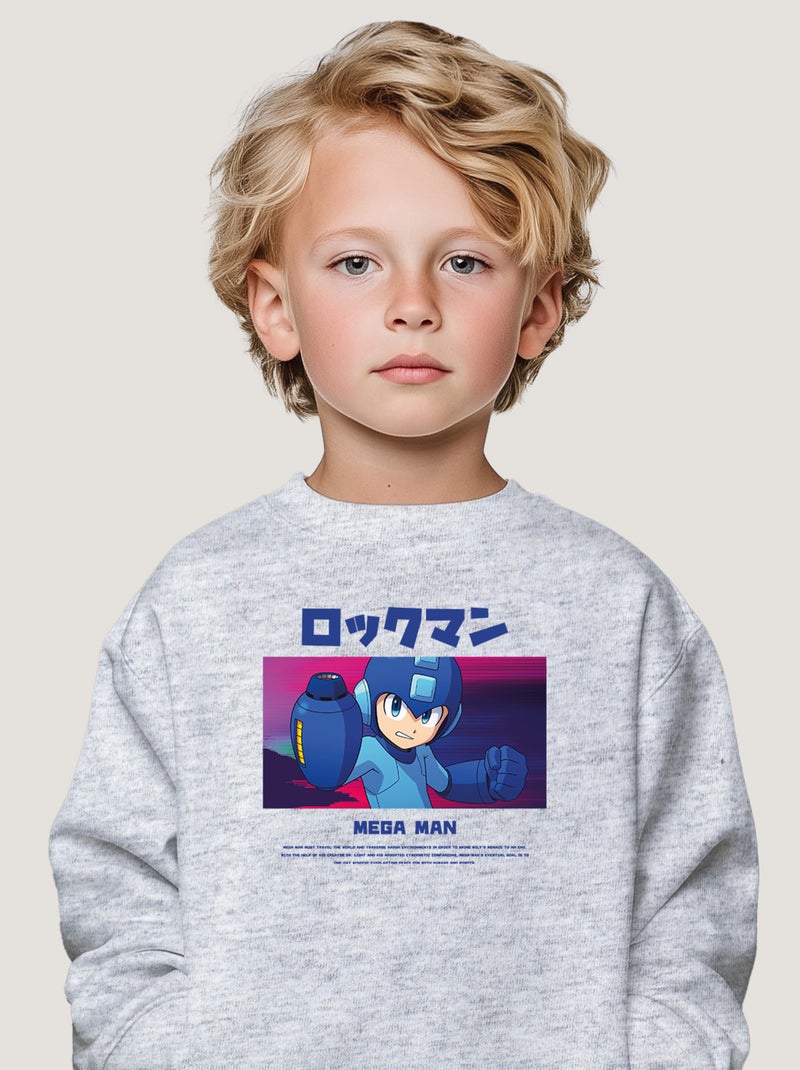 Sweat Enfant MEGAMAN 3 Gris chiné - Kiabi