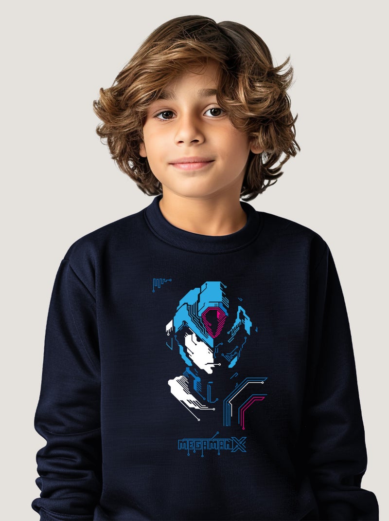 Sweat Enfant MEGAMAN 8 Bleu marine - Kiabi