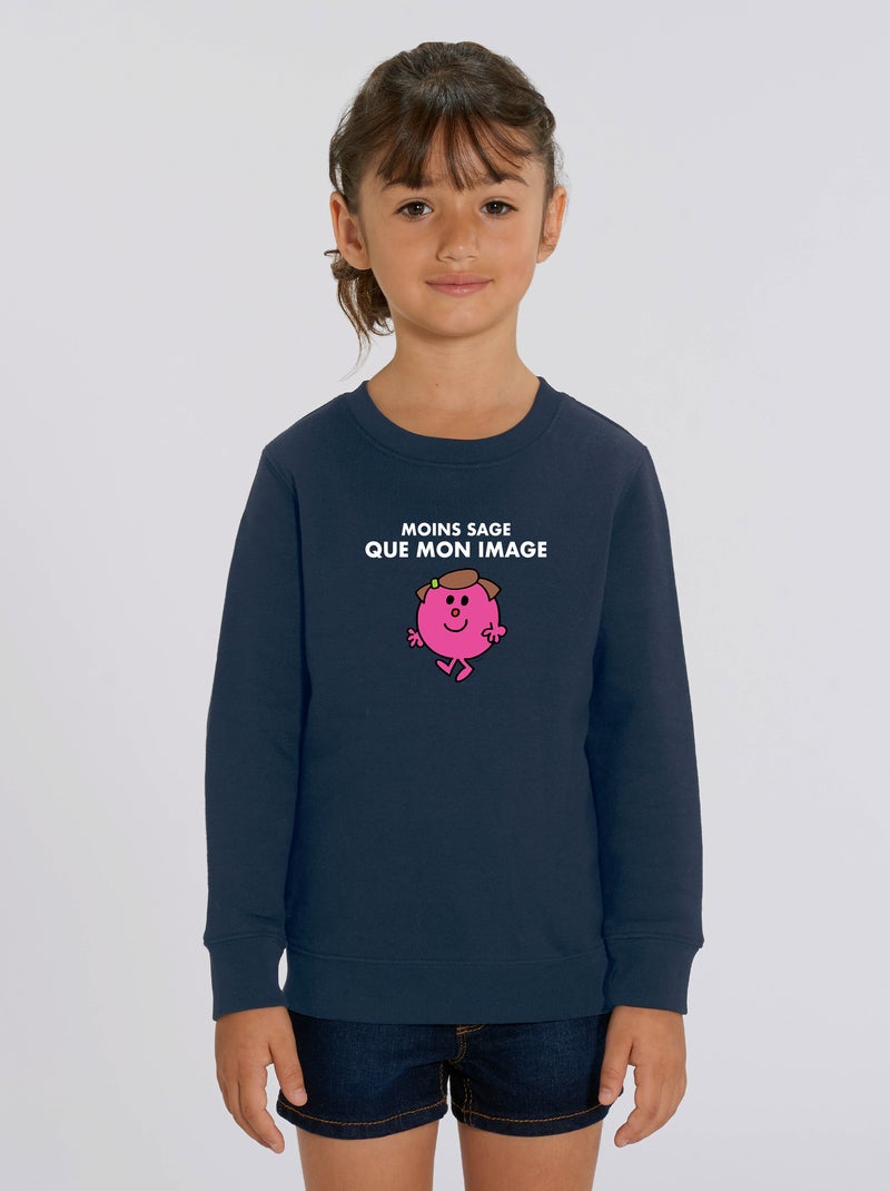 Sweat Enfant MOINS SAGE QUE MON IMAGE Bleu marine - Kiabi