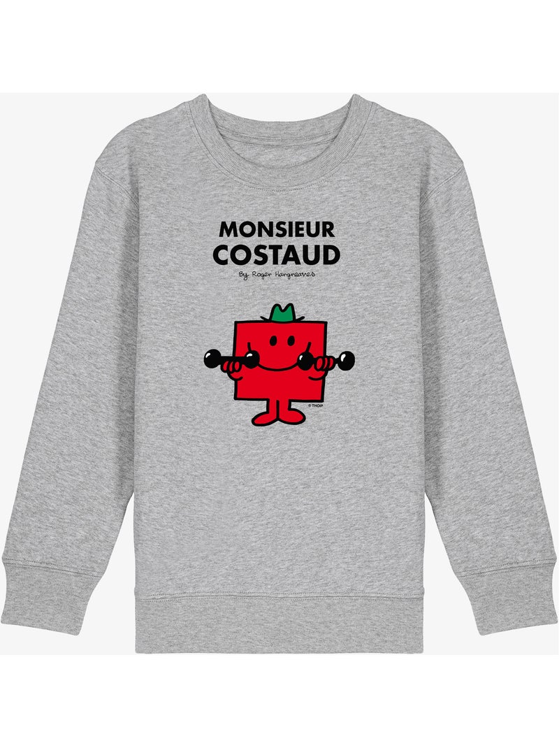 Sweat Enfant MONSIEUR COSTAUD Gris chiné - Kiabi