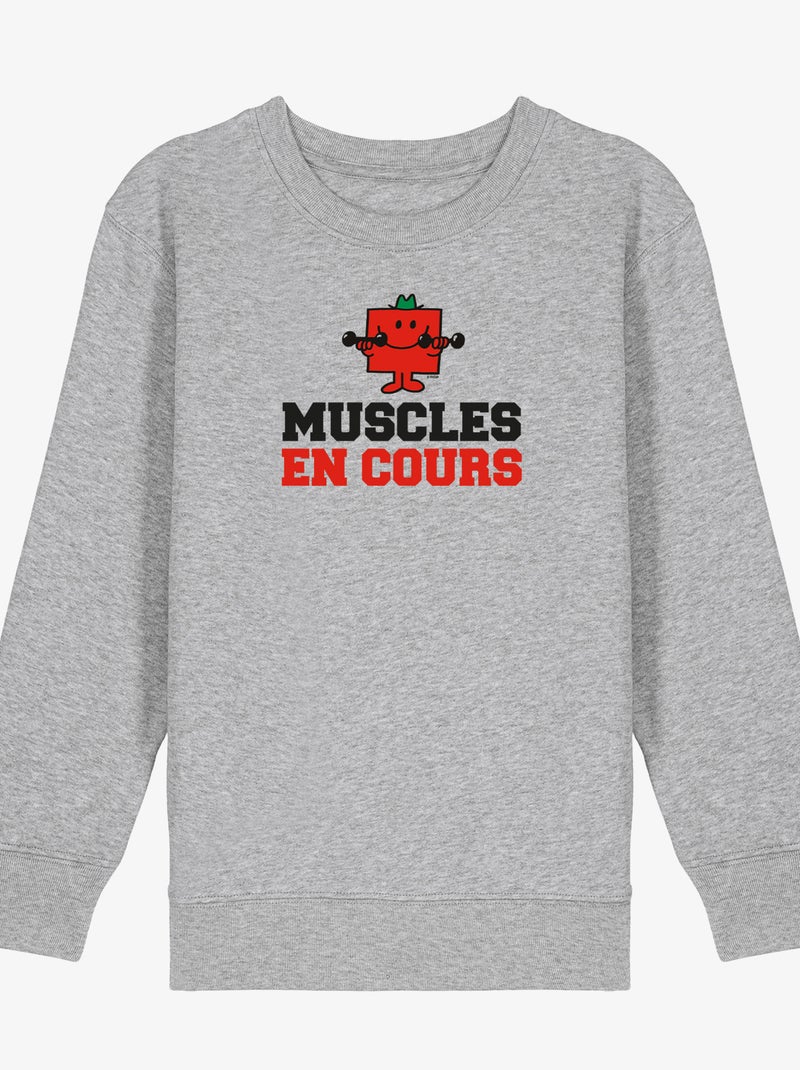 Sweat Enfant MUSCLES EN COURS Gris chiné - Kiabi
