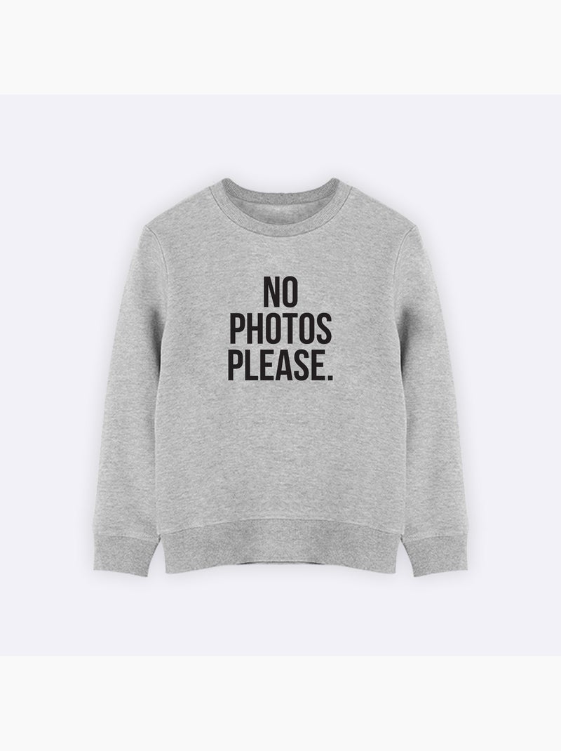 Sweat Enfant NO PHOTOS PLEASE Gris chiné - Kiabi
