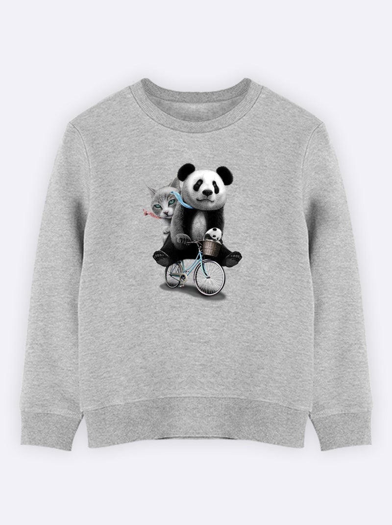 Sweat Enfant PANDA BICYCLE Gris chiné - Kiabi