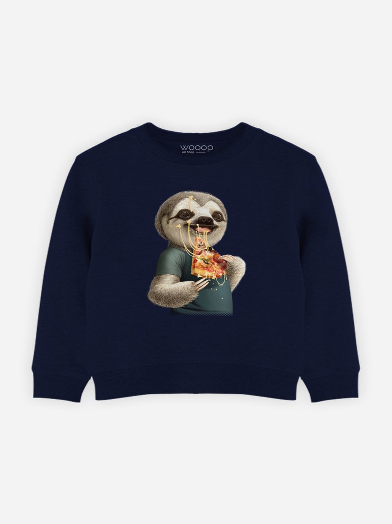 Sweat Enfant SLOTH EAT PIZZA Bleu marine - Kiabi