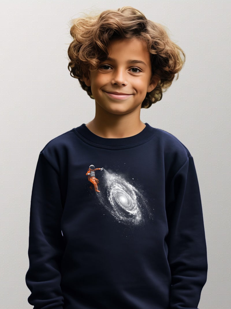 Sweat Enfant SPACE ART Bleu marine - Kiabi