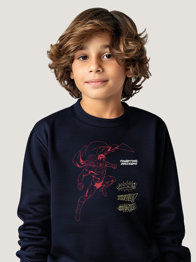 Sweat Enfant SUPERMAN SMACK THUD KKRASH Bleu marine - Kiabi