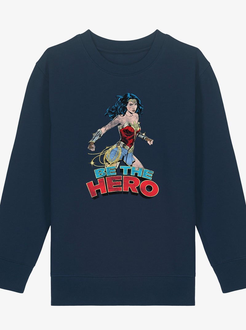 Sweat Enfant WONDER WOMAN BE THE HERO 2 Bleu marine - Kiabi