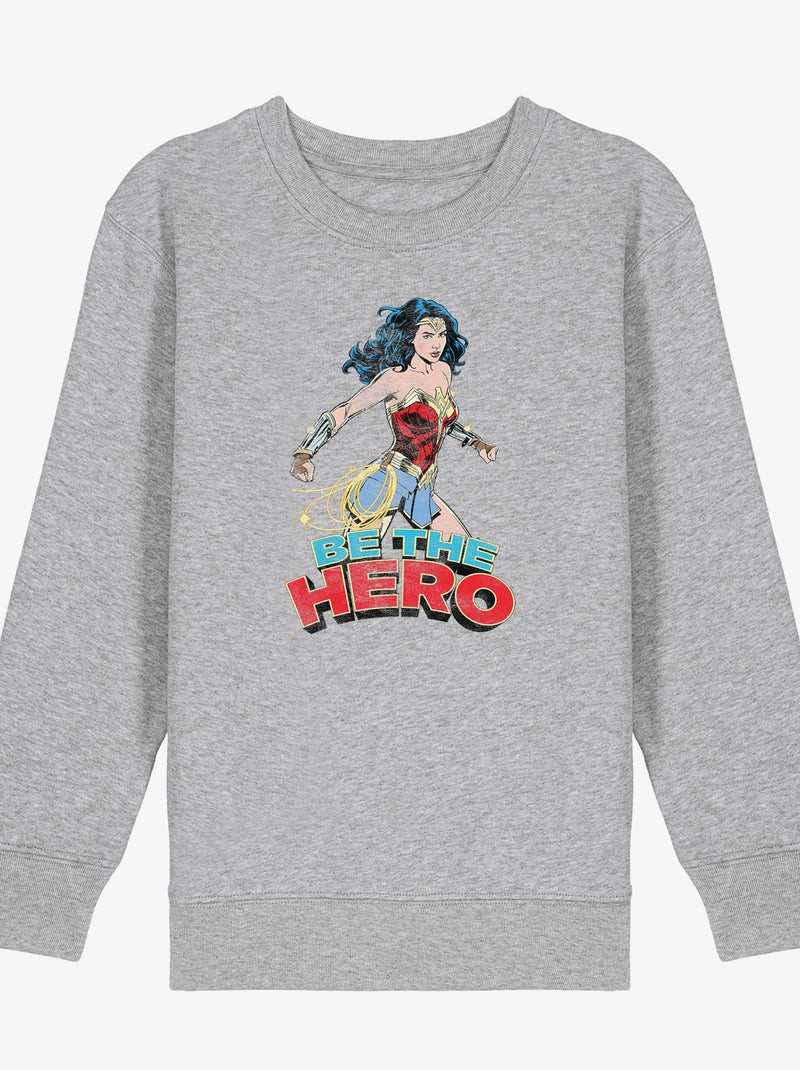 Sweat Enfant WONDER WOMAN BE THE HERO 2 Gris chiné - Kiabi