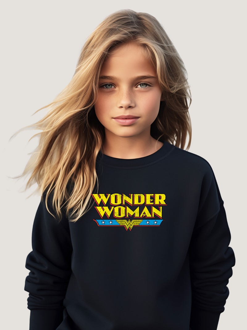 Sweat Enfant WONDER WOMAN Bleu marine - Kiabi
