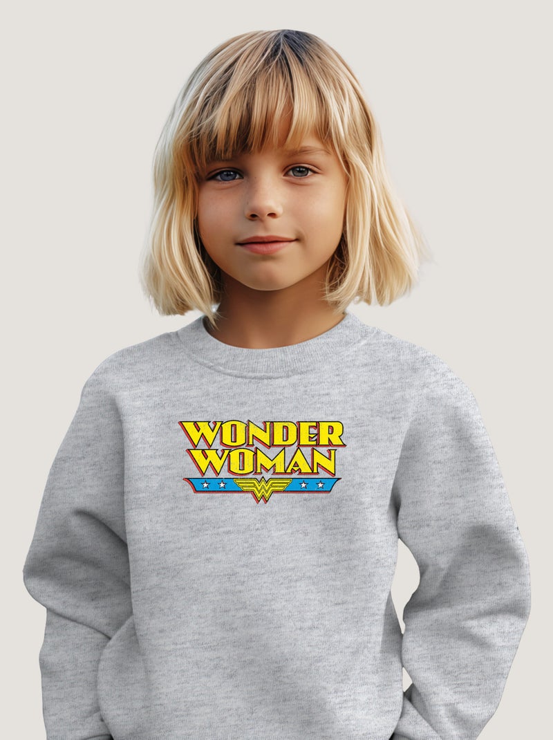 Sweat Enfant WONDER WOMAN Gris chiné - Kiabi