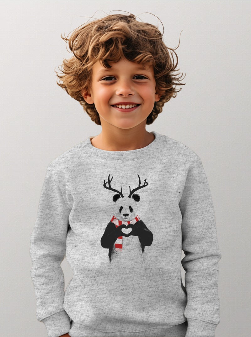 Sweat Enfant XMAS PANDA Gris chiné - Kiabi
