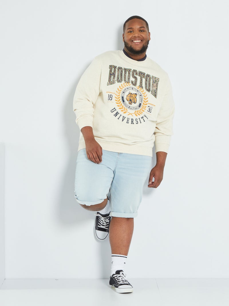 Sweat esprit 'campus' blanc - Kiabi