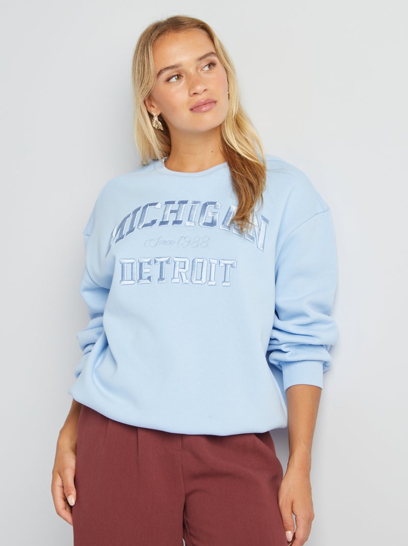 Sweat esprit campus Bleu - Kiabi