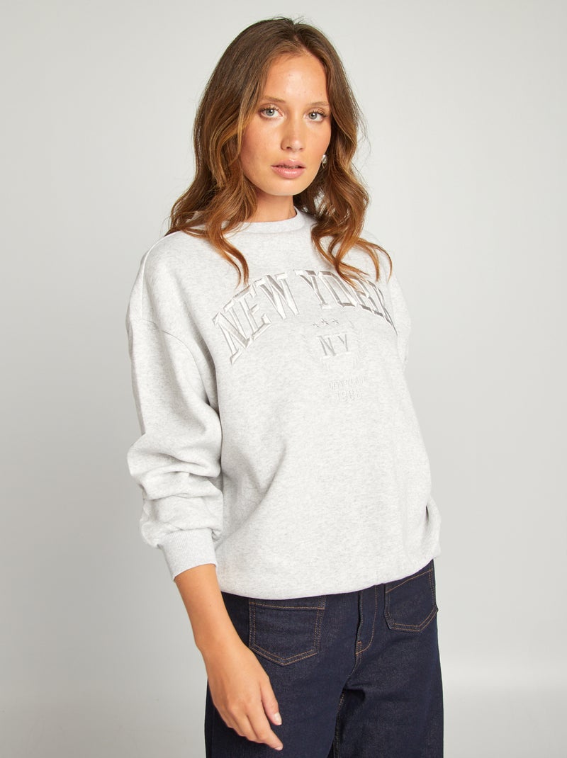 Sweat esprit campus Gris - Kiabi