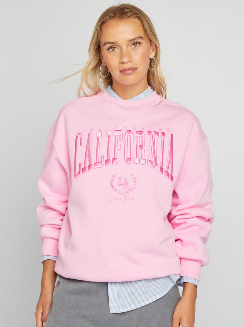 Sweat esprit campus Rose - Kiabi