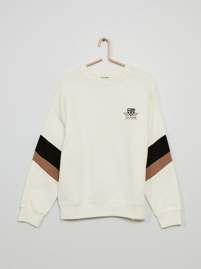 Sweat esprit 'color-block' blanc - Kiabi