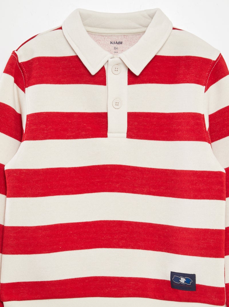 Sweat esprit polo à rayures Rouge - Kiabi