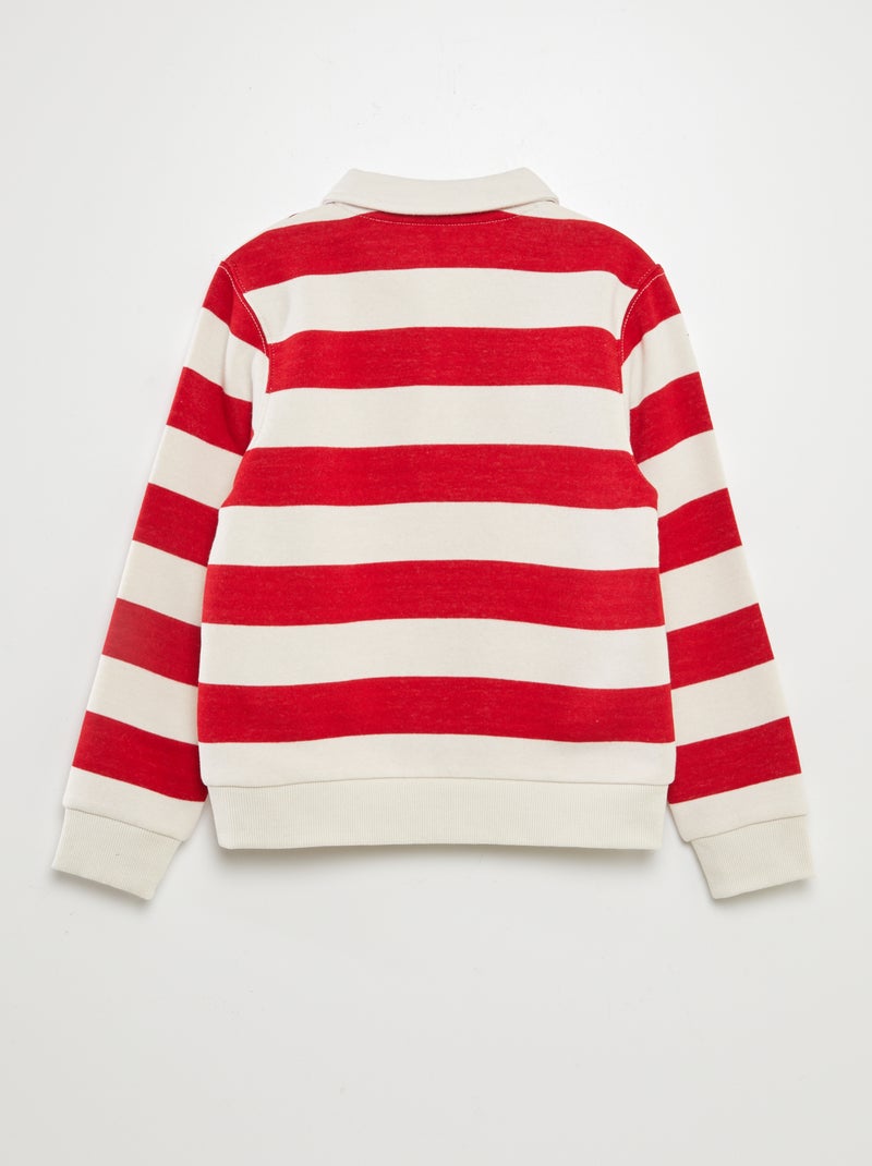 Sweat esprit polo à rayures Rouge - Kiabi