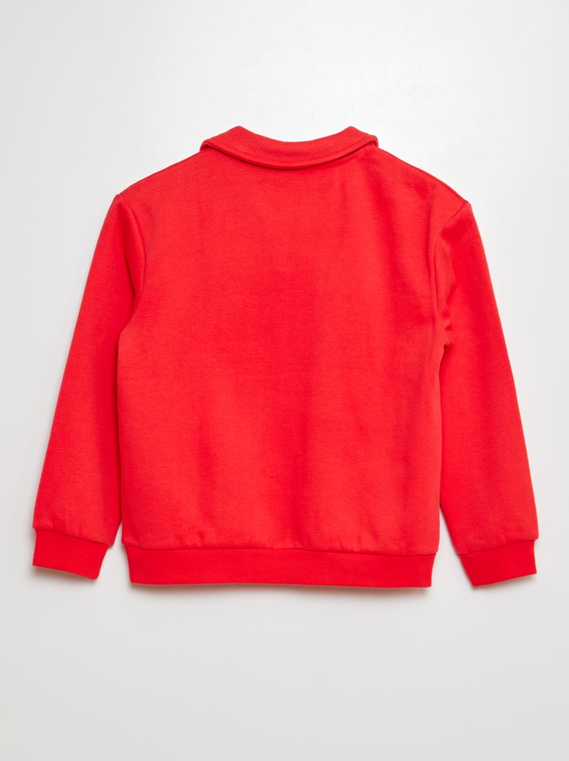 Sweat esprit polo uni Rouge - Kiabi