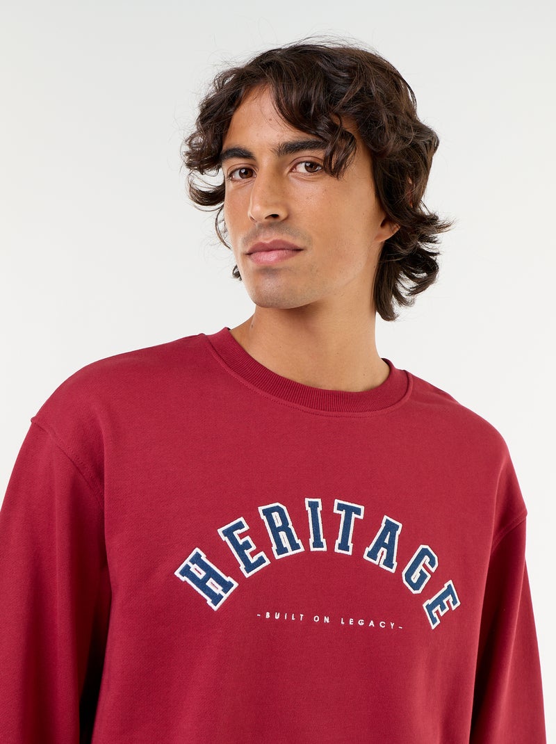 Sweat esprit sportswear avec inscriptions brodées Rouge - Kiabi