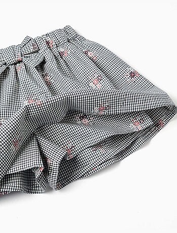 Sweat et jupe-short à carreaux Vichy en coton