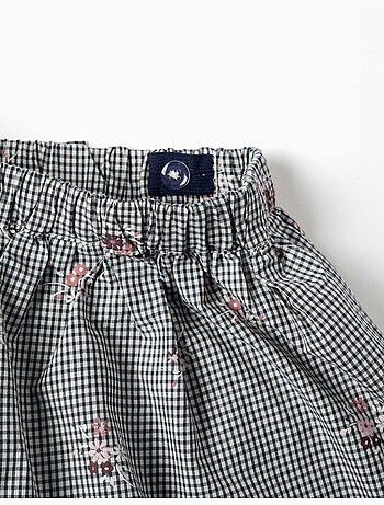 Sweat et jupe-short à carreaux Vichy en coton