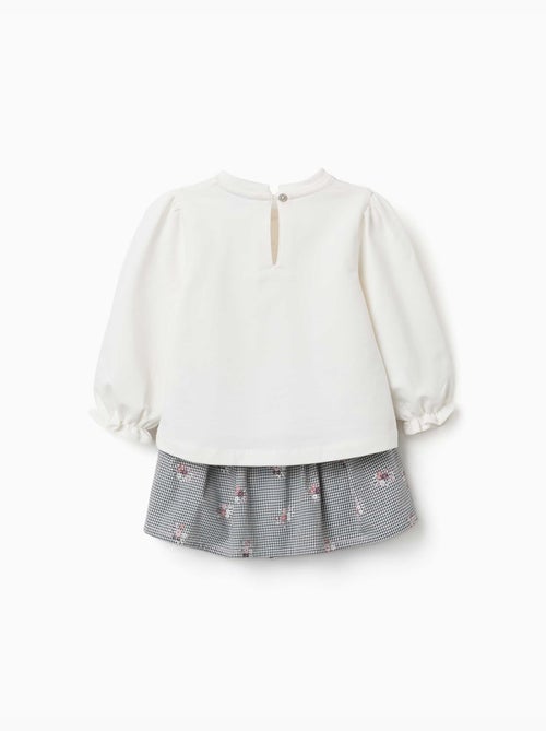 Sweat et jupe-short à carreaux Vichy en coton - Kiabi Sweat et jupe-short à carreaux Vichy en coton - Kiabi
