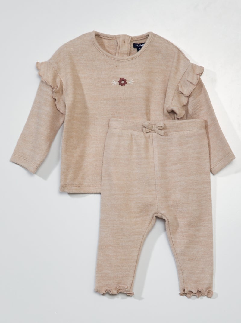 Sweat et legging en maille douce - 2 pièces Beige - Kiabi
