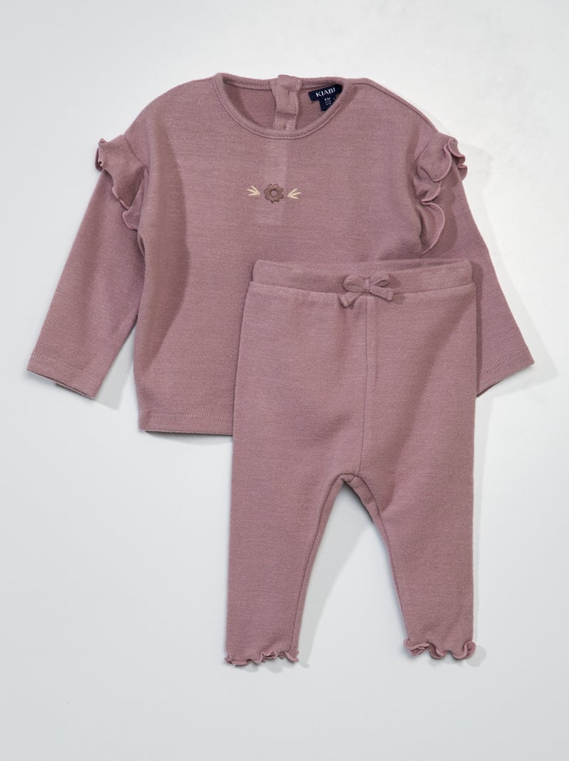 Sweat et legging en maille douce - 2 pièces Rose - Kiabi