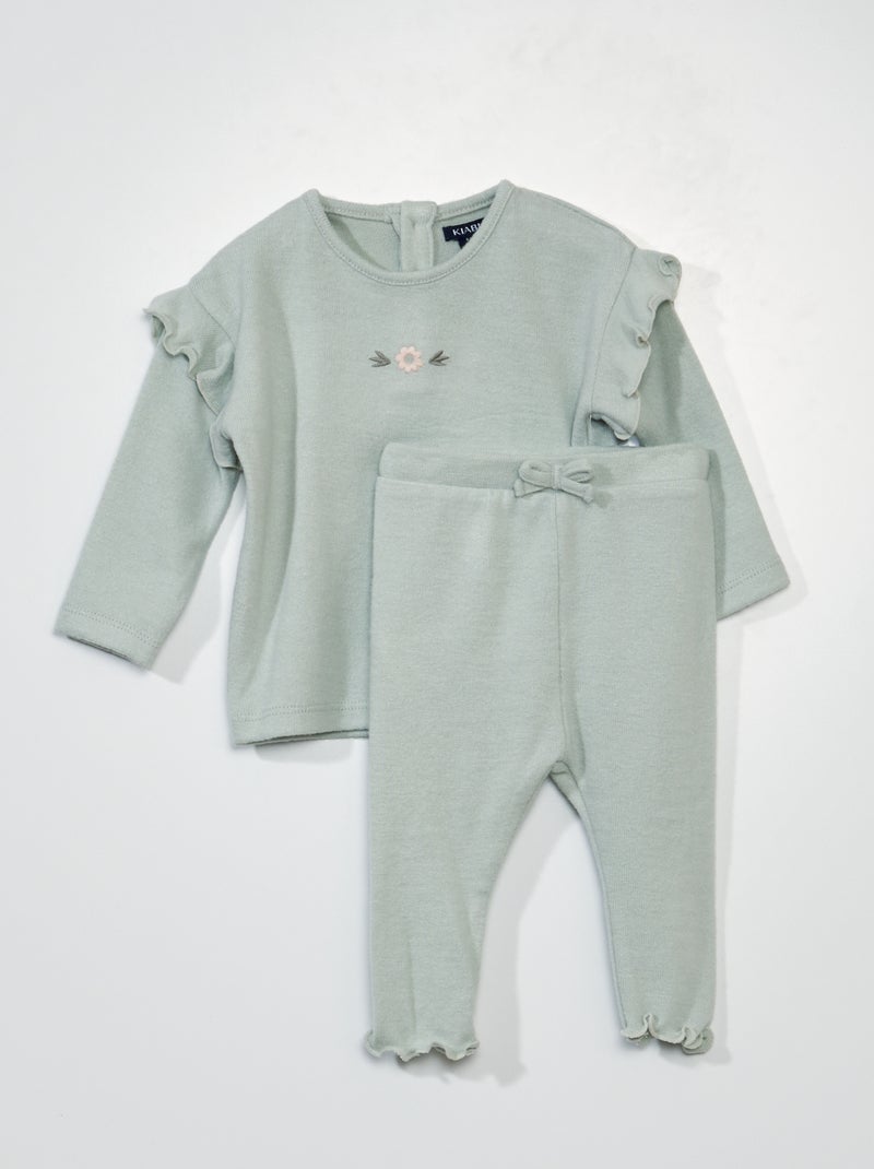Sweat et legging en maille douce - 2 pièces Vert - Kiabi