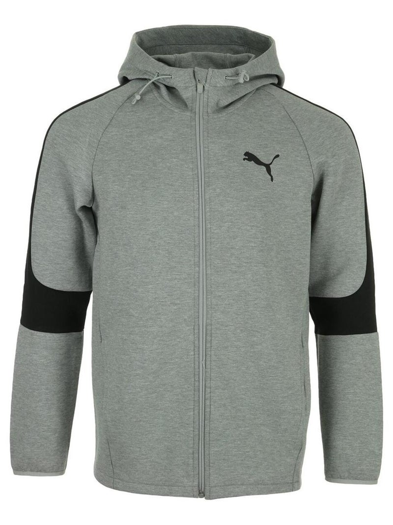 Sweat Evostripe Core Fz Hoody Gris Noir - Kiabi