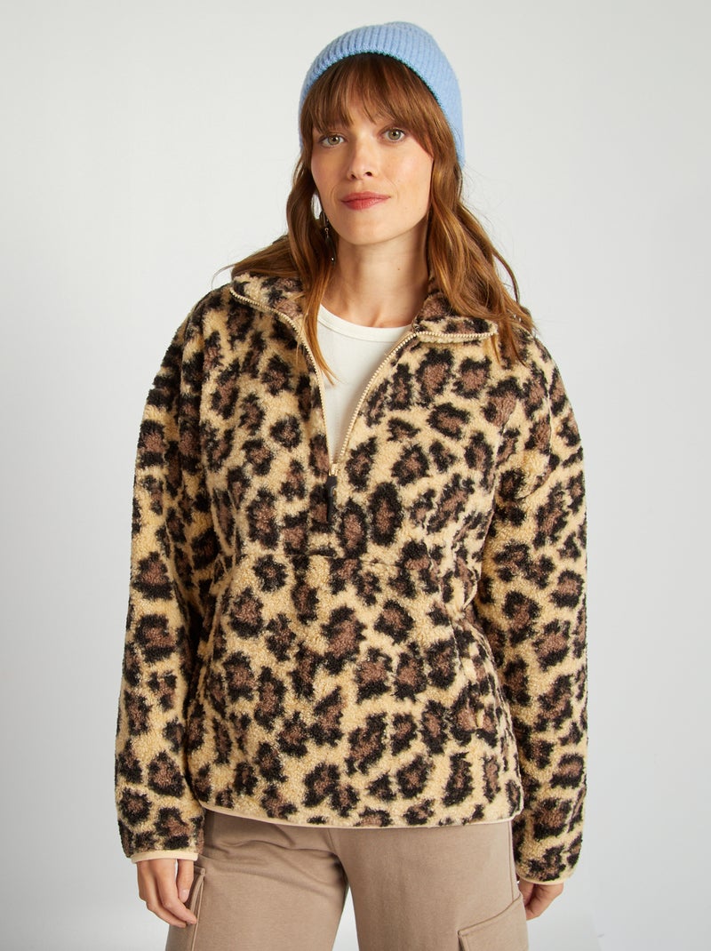 Sweat fausse fourrure mouton Beige - Kiabi