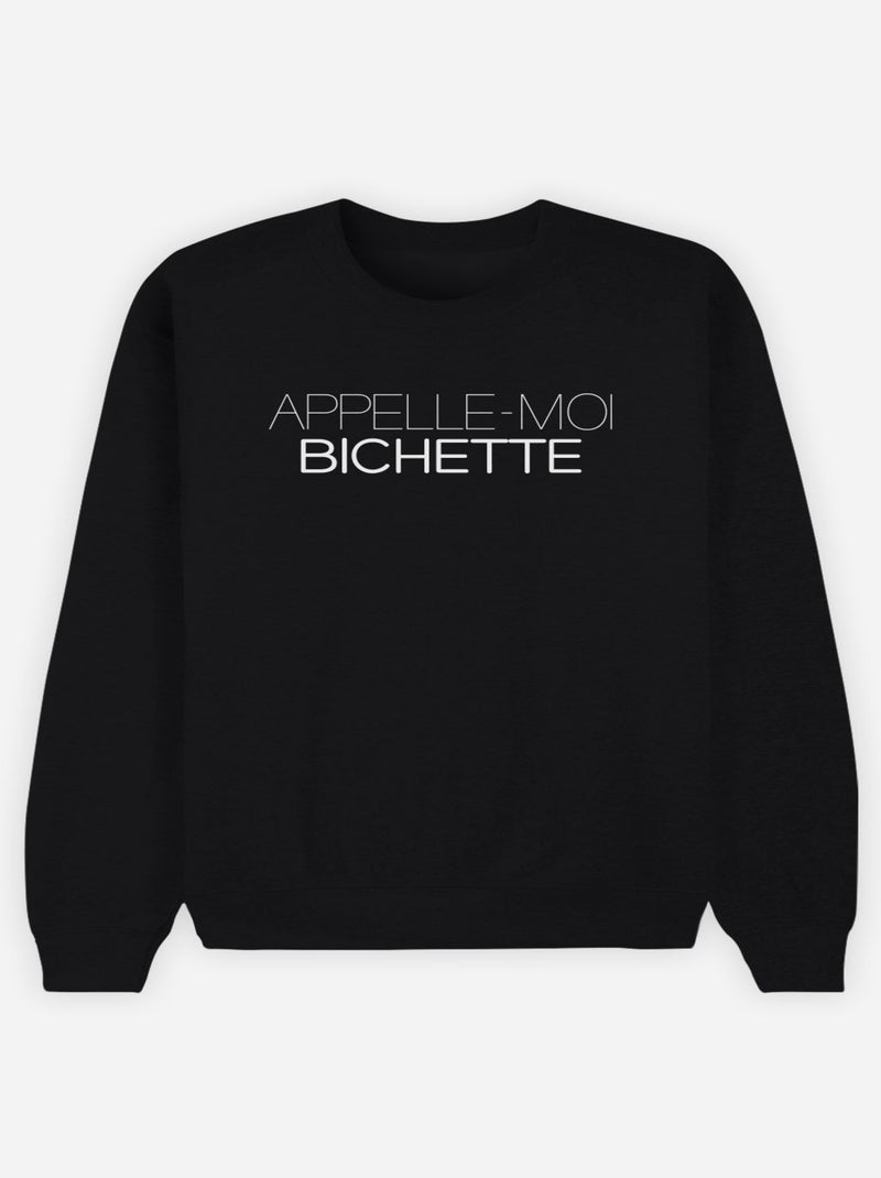 Sweat Femme - APPELLE-MOI BICHETTE Noir - Kiabi