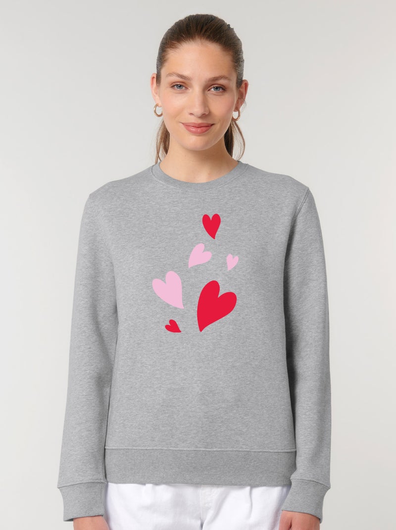 Sweat Femme - BACK MANY HEARTS Gris chiné - Kiabi