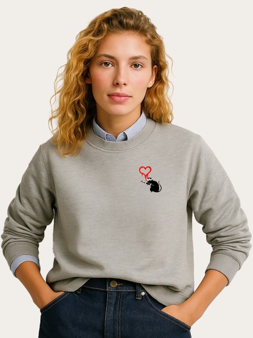 Sweat Femme - BANKSY LOVE RAT - Kiabi