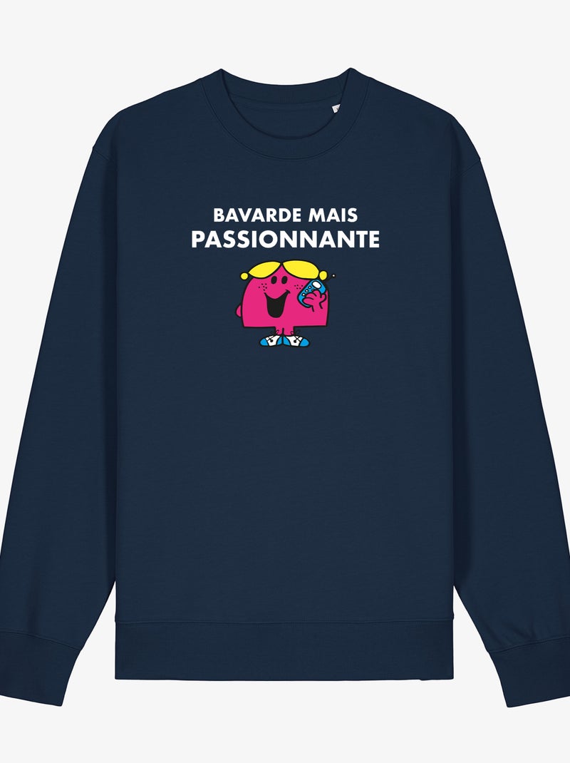 Sweat Femme - BAVARDE MAIS PASSIONNANTE Bleu marine - Kiabi