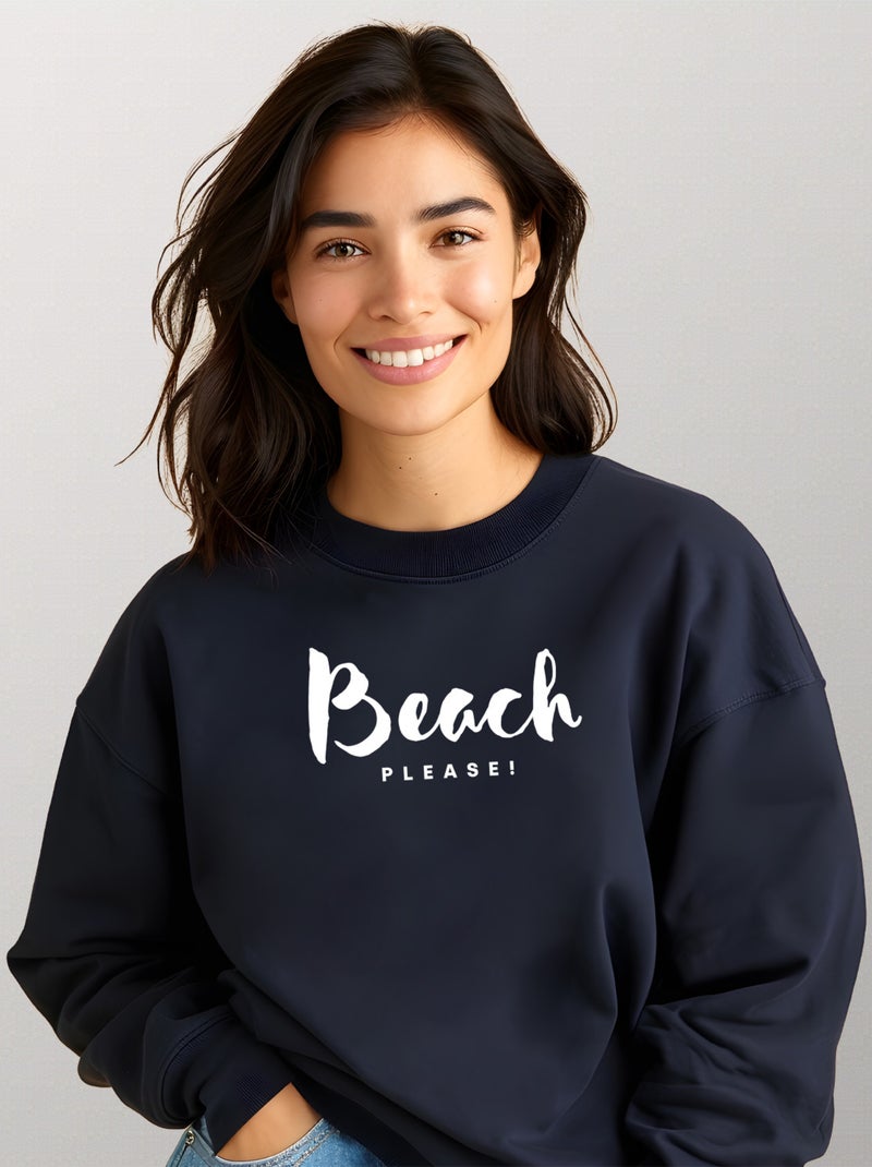 Sweat Femme - BEACH PLEASE Bleu marine - Kiabi