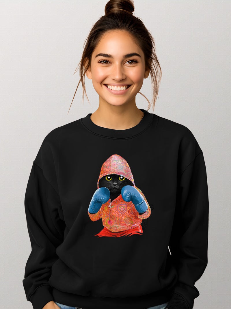 Sweat Femme - BOXING CAT BLACK Noir - Kiabi