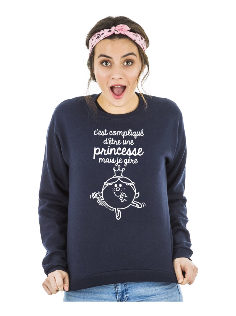 Sweat Femme - C'EST COMPLIQUÉ D'ÊTRE UNE PRINCESSE Bleu marine - Kiabi