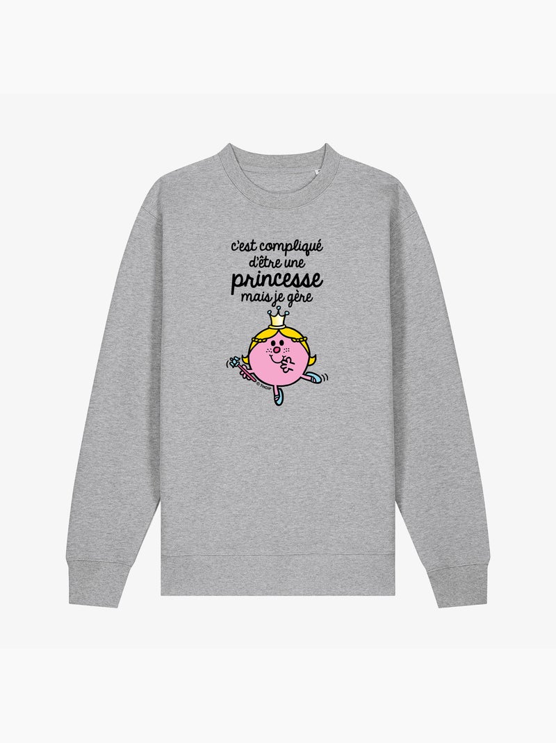 Sweat Femme - C'EST COMPLIQUÉ D'ÊTRE UNE PRINCESSE Gris chiné - Kiabi
