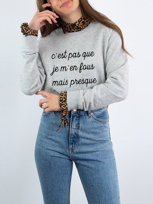 Sweat Femme - C'EST PAS QUE JE M'EN FOUS MAIS PRESQUE - Kiabi