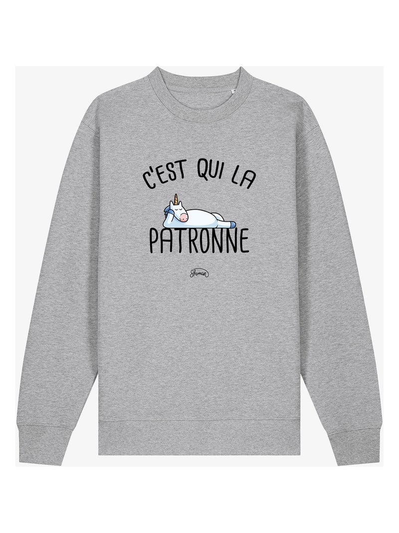 Sweat Femme - C'EST QUI LA PATRONNE Gris chiné - Kiabi