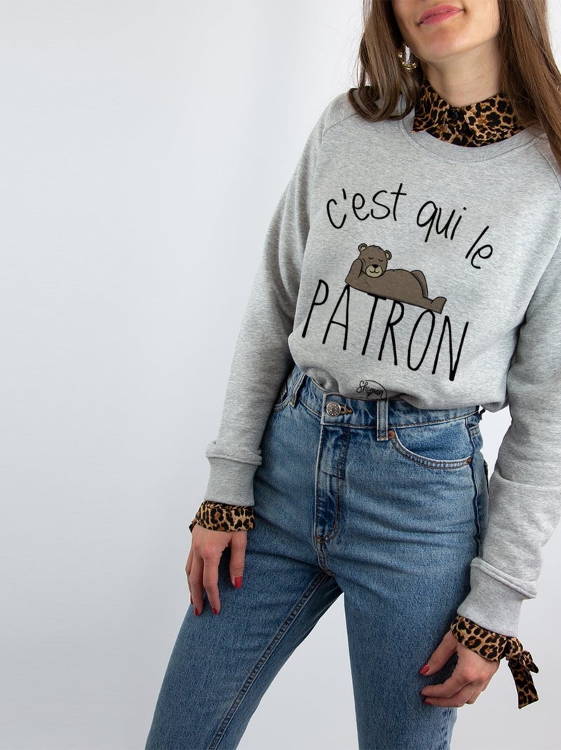 Sweat Femme - C'EST QUI LE PATRON Gris chiné - Kiabi