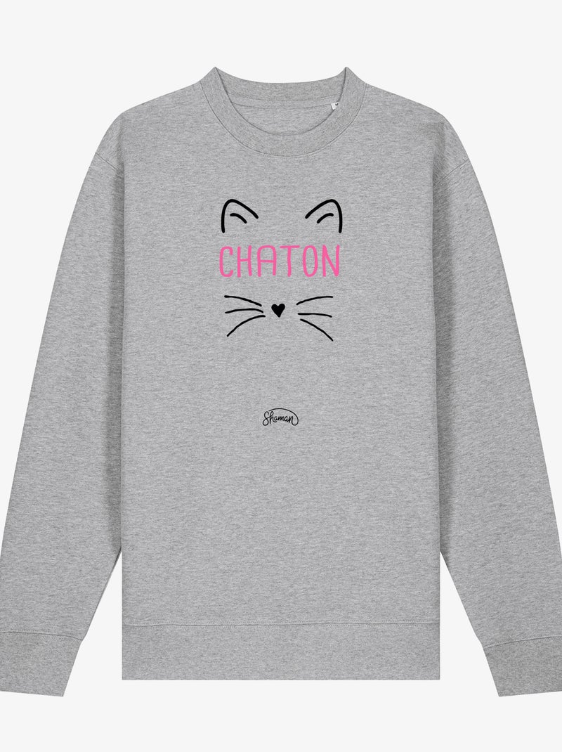 Sweat Femme - CHATON Gris chiné - Kiabi