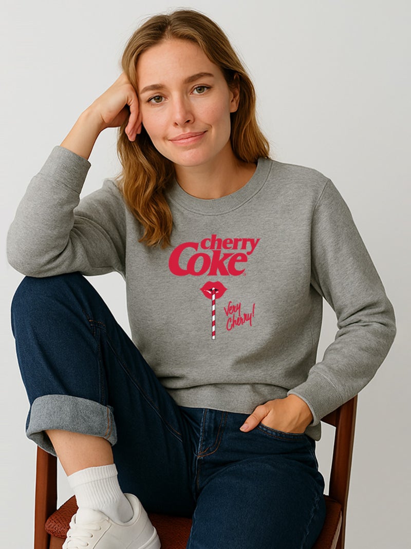 Sweat Femme - CHERRY COKE VERY CHERRY Gris chiné - Kiabi