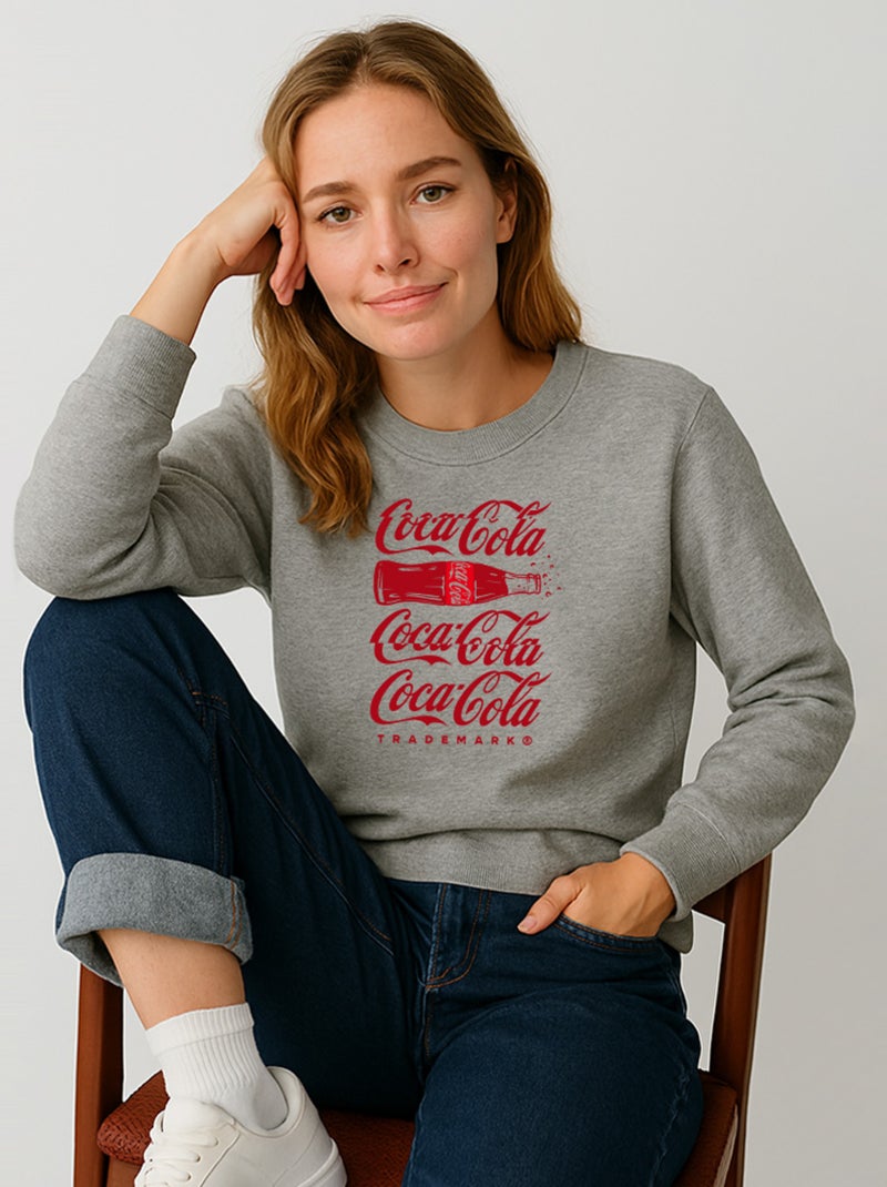 Sweat Femme - COCA COLA 1 Gris chiné - Kiabi