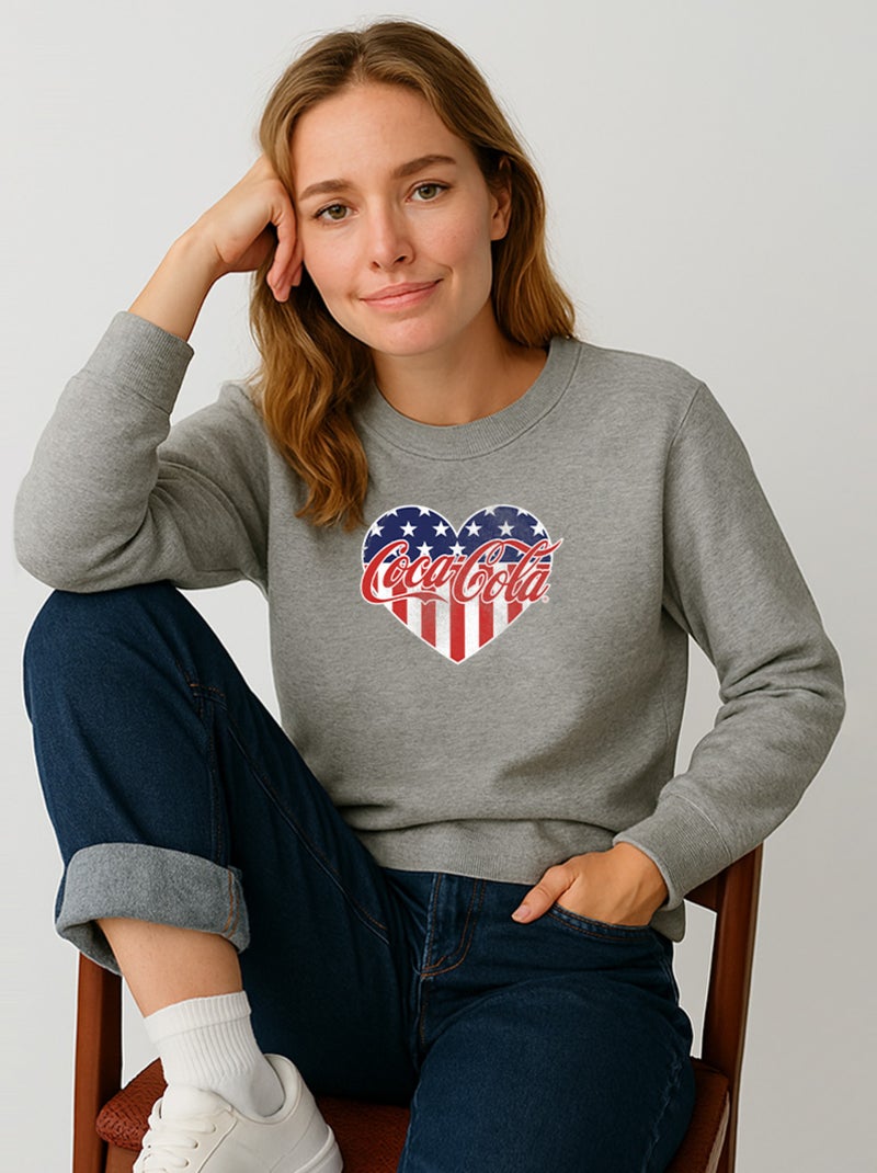 Sweat Femme - COCA COLA 5 Gris chiné - Kiabi