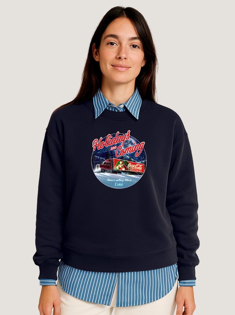 Sweat Femme - COCA COLA HOLIDAYS COMING Bleu marine - Kiabi