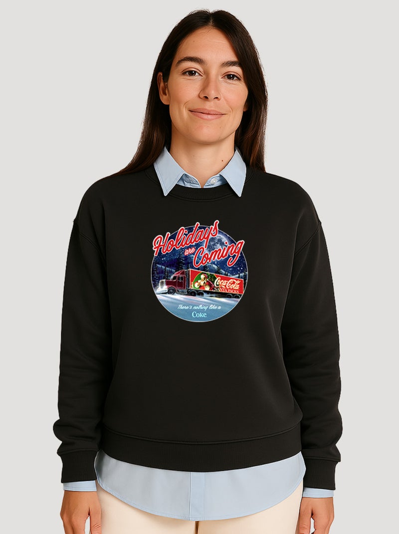 Sweat Femme - COCA COLA HOLIDAYS COMING Noir - Kiabi