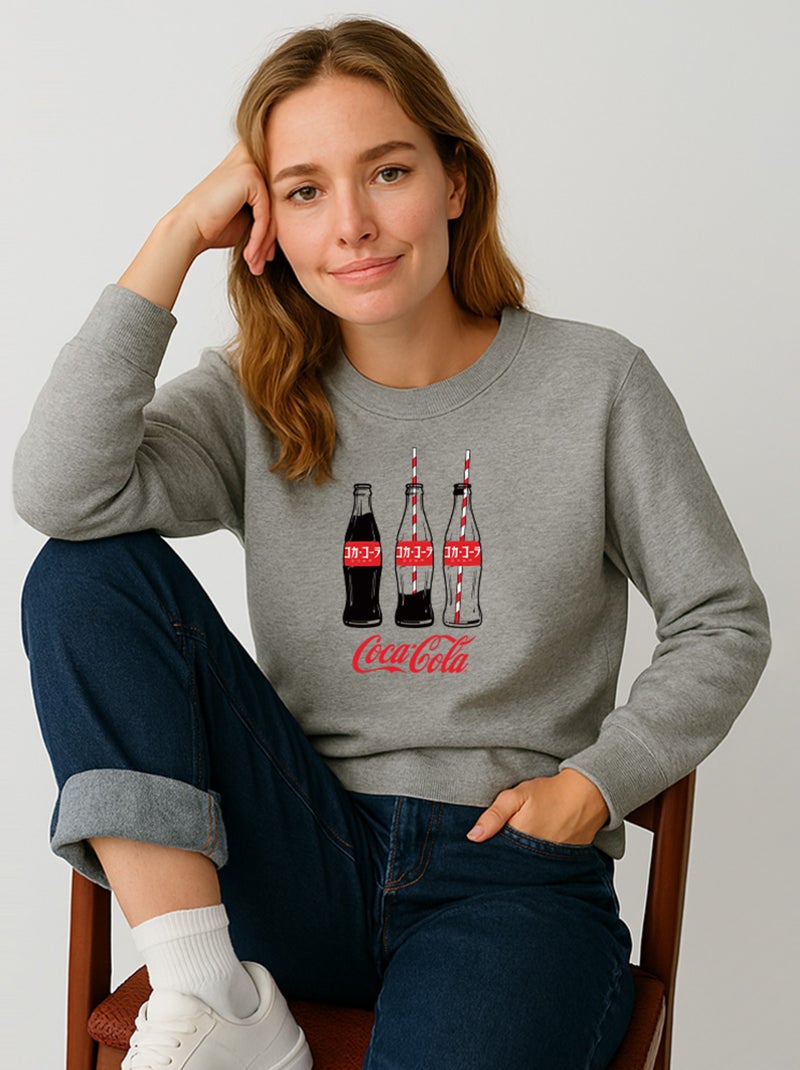 Sweat Femme - COCA JAP Gris chiné - Kiabi